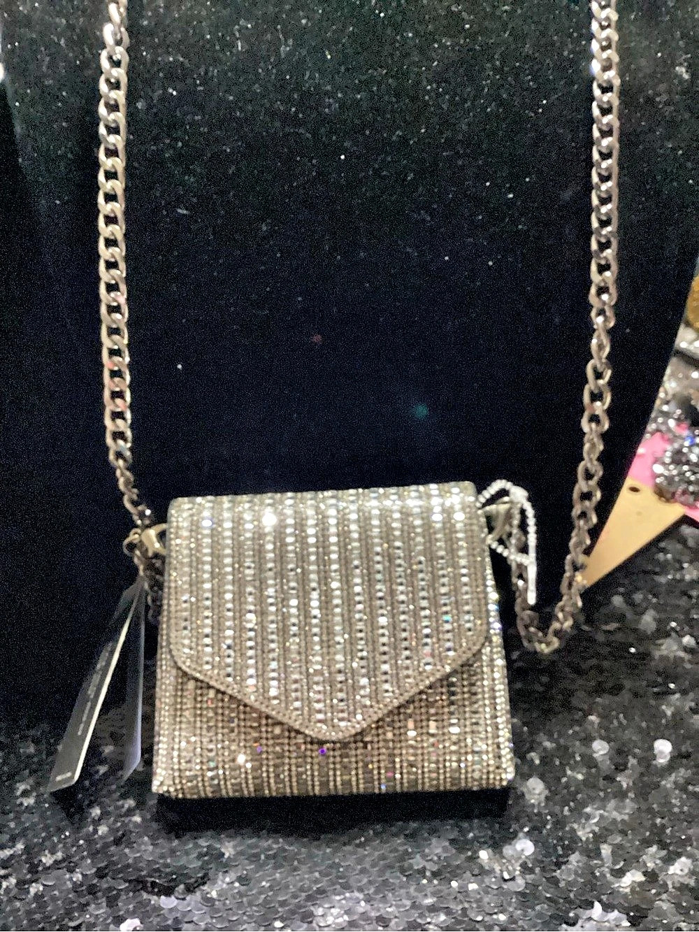 Rhinestone Mini Bag in Silver NWT